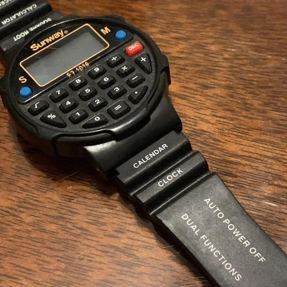 Sunway Calculator Digital Watch Luxury Dual Functions Calendar Clock Vintage